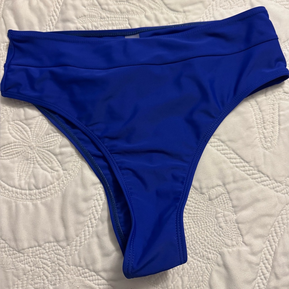 SHEIN Blue Cheeky Thong Bikini Bottom